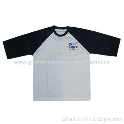 Men's Raglan Cotton Printed T-shirt, OEM Custom Designs Available